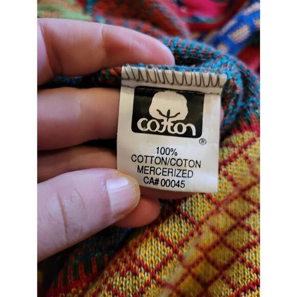 Vintage 1990s Domenic Sacco Sweater XL Multicolor Coogi Style Art Kistchy - Picture 4 of 5